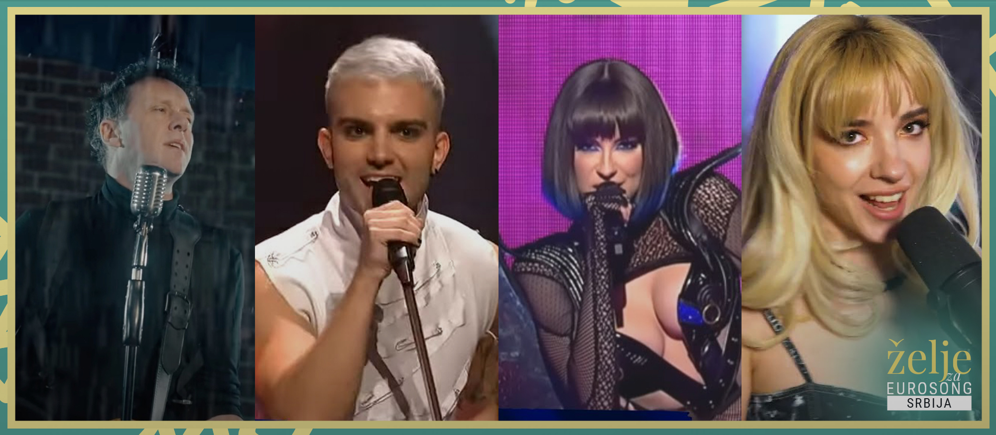 Logo projekta Želje za Eurosong: Srbija 2024. u kojem čitatelji i urednici portala Eurosong.hr izražavaju svoje želje za predstavnika Srbije 2024. - Dženan Lončarević, Lift, Sara Jo, Tamara Popović tam